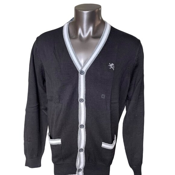Express Mens Cardigan Sweater Black Button Up u Raised Seams XL - Picture 1 of 11